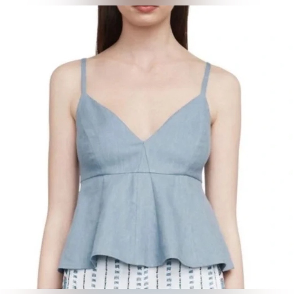 BCBG Light Blue Peplum Tank Top